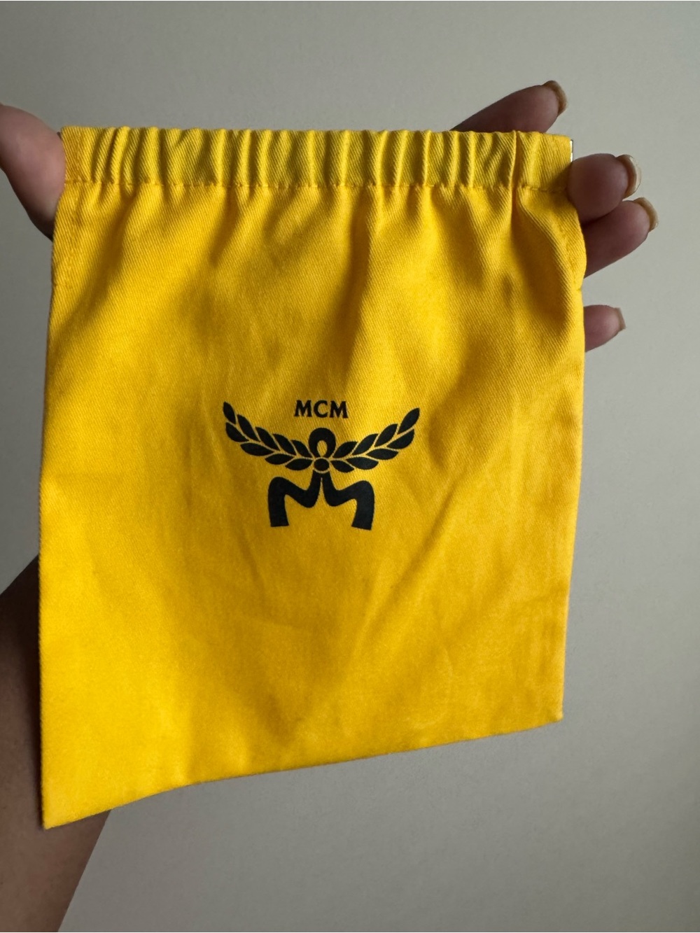 MCM Yellow Logo Drawstring Bag